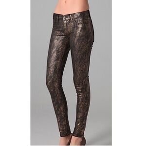 J BRAND Black Golden Snake Print skinny coated legging jeans size 25